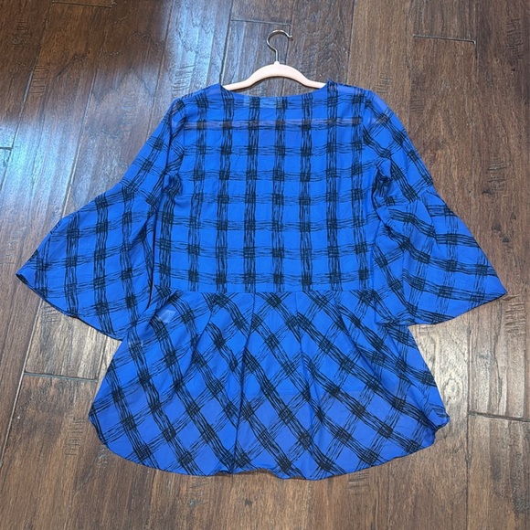 XS New York & Company Blue Checkered Tunic - Picture 7 of 8